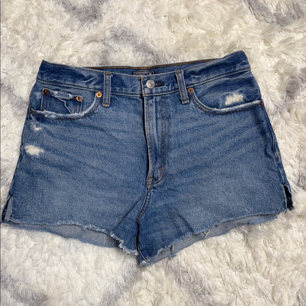 Abercrombie & Fitch Distressed Blue Jean Shorts